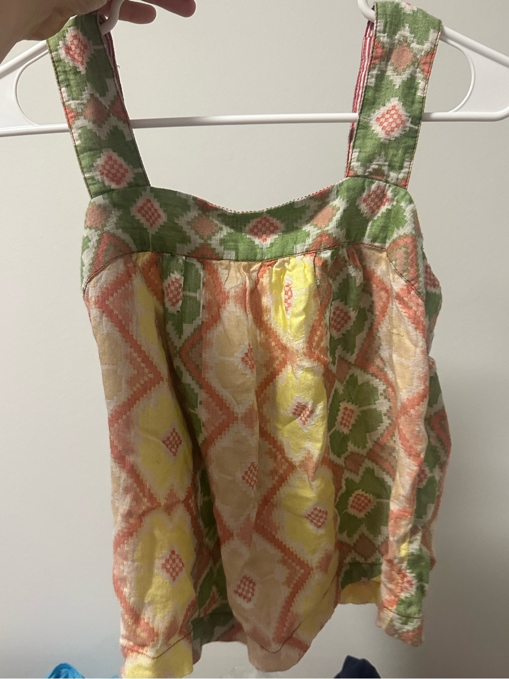 Anthropologie Floral Tank Top in Green, Peach & Yellow